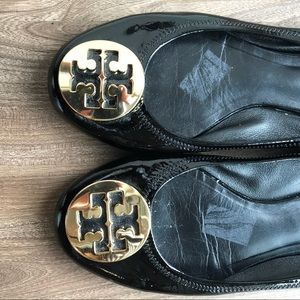 Tory Burch Shoes - Tory Burch Minnie Flat Black and Gold Tory Burch Shoes - Tory Burch Minnie Flat Black and Gold